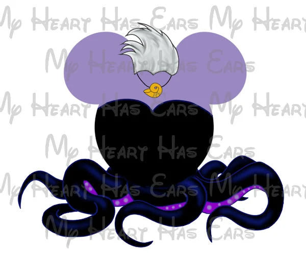 Ariel Mermaid Minnie Mickey Mouse head ears image png digital file sublimation print t-shirt design