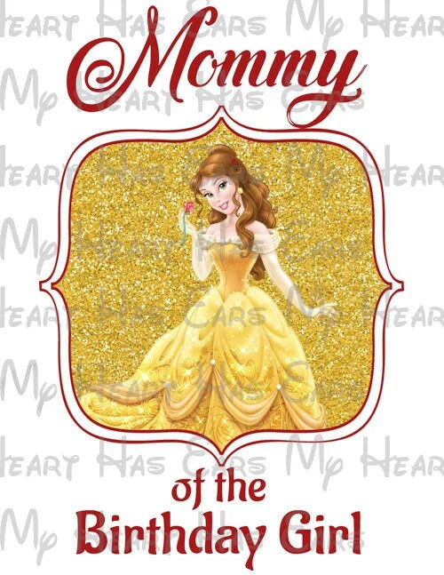 Belle Beauty and the Beast Glitter birthday girl image PERSONALIZED PNG digital file sublimation print t-shirt design