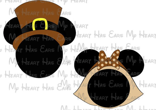 Mickey Minnie Mouse ears Pilgrims Thanksgiving vacation images PNG digital file sublimation print t-shirts