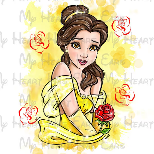 Belle Beauty and the beast watercolor image png digital file sublimation printe t-shirt design