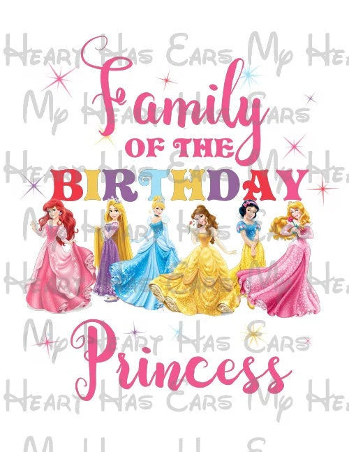 Disney Princess crown Family of the birthday girl image png digital file sublimation print t-shirt design