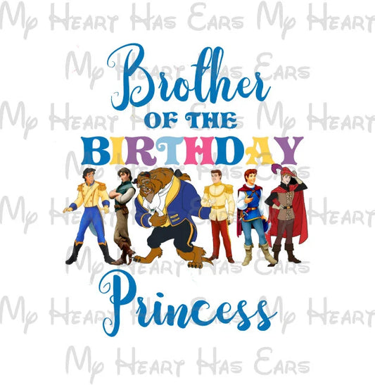 Disney Princess crown Blue prince Brother of the birthday girl image png digital file sublimation print t-shirt design