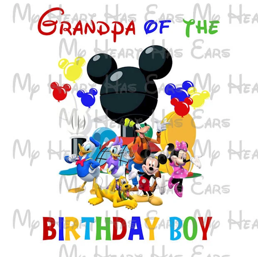 Mickey Mouse Clubhouse Grandpa of the Birthday Boy image png digital file sublimation print t-shirt design