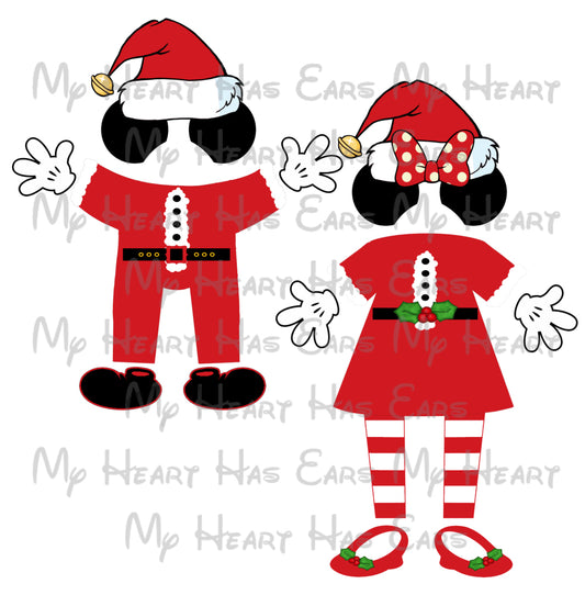 Mickey Minnie Mouse Christmas Santa Mrs Claus Disney cruise lines door body parts images png digital file sublimation print t-shirt design