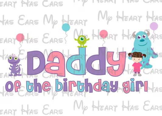 Monsters Inc daddy of the birthday girl image png digital file sublimation print t-shirt design