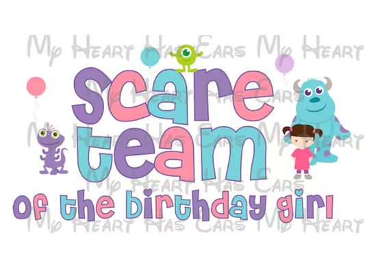 Monsters Inc scare team of the birthday girl image png digital file sublimation print t-shirt design
