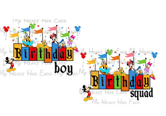 Birthday Boy and Squad w/ Mickey Mouse and gang sign image png digital file sublimation print t-shirt design