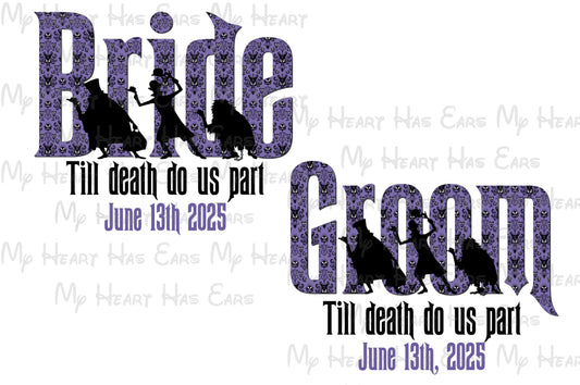 Disney Haunted Mansion Bride & Groom custom images png digital file sublimation print t-shirt design