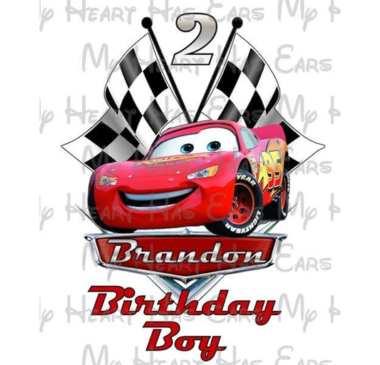 Cars Lightning McQueen birthday image personalized ANY NAME NUMBER png digital file sublimation print t-shirt design