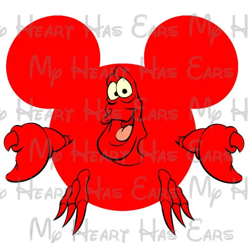 Ariel Mermaid Minnie Mickey Mouse head ears image png digital file sublimation print t-shirt design