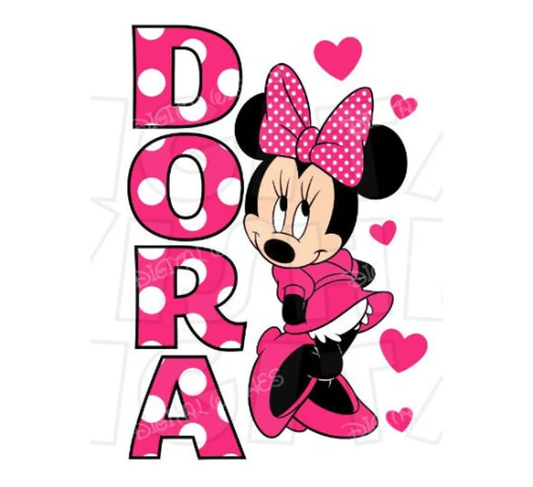Minnie Mouse hot light pink or red girl image personalized name png clipart digital file sublimation print t-shirt design
