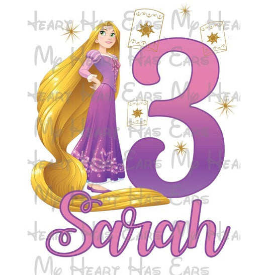 Rapunzel Tangled Birthday girl ANY NAME NUMBER image png digital file sublimation print t-shirt design