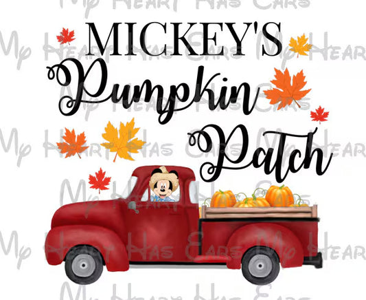 Mickey's pumpkin patch red truck Autumn Fall Thanksgiving image png digital file sublimation print decal t-shirt
