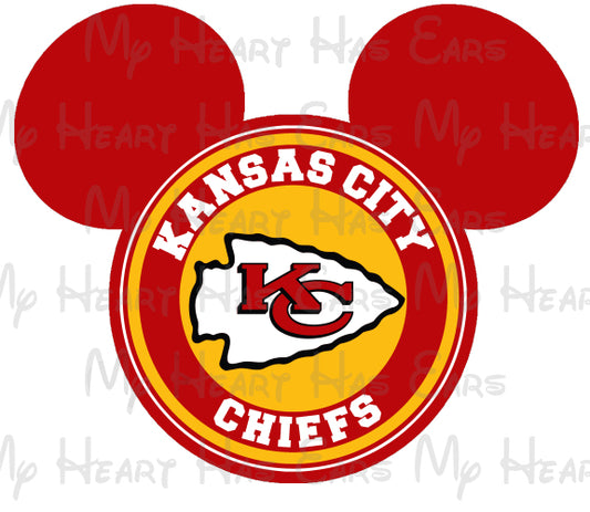Kansas City Chiefs Mickey Mouse head ears image png digital file sublimation print t-shirt design