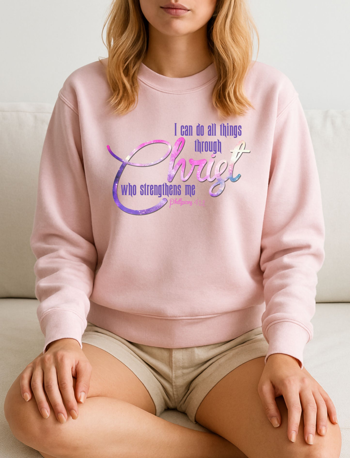 All Things Through Christ PNG – Philippians 4:13 Christian Scripture Design – Inspirational Bible Verse Digital Download