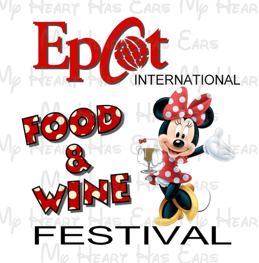 Epcot Minnie Mouse drink Food and Wine Festival image png digital file sublimation print t-shirt design