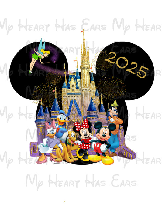 Disney Mickey Mouse and gang Cinderella castle and Tinkerbell 2025 image png digital file sublimation print t-shirt design
