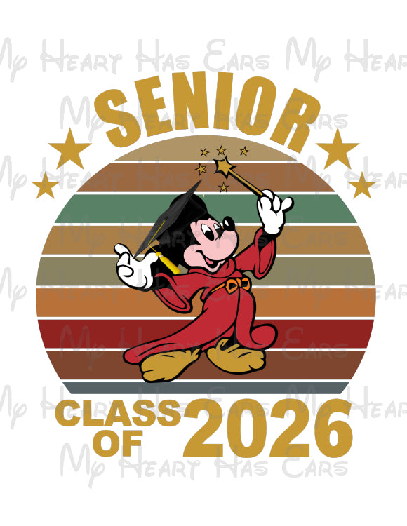 Mickey Mouse Graduate Senior Class of 2026 image png digital file sublimation print decal t-shirt design
