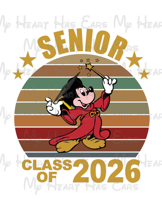 Mickey Mouse Graduate Senior Class of 2026 image png digital file sublimation print decal t-shirt design