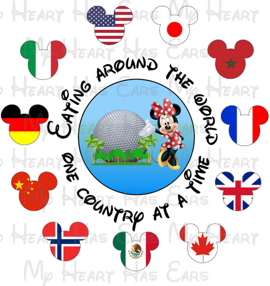 Epcot Spaceship Earth Eating around the  world Minnie Mouse clipart image png digital file sublimation print t-shirt design