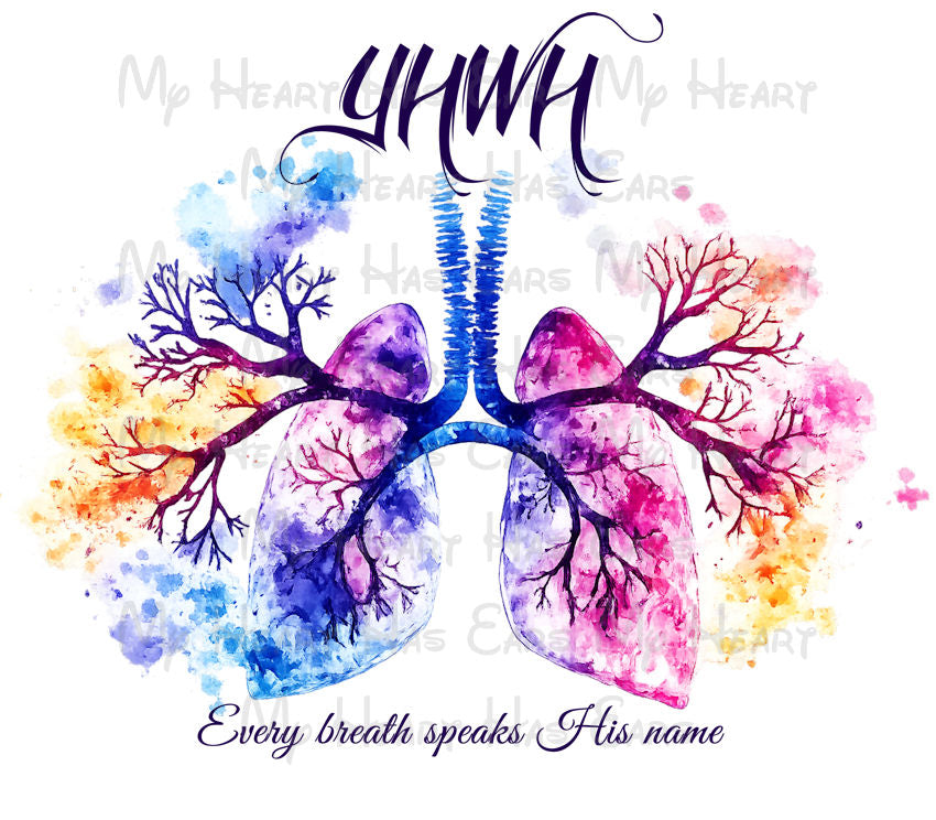 YHWH Yahweh Watercolor Lungs Christian PNG Digital Download