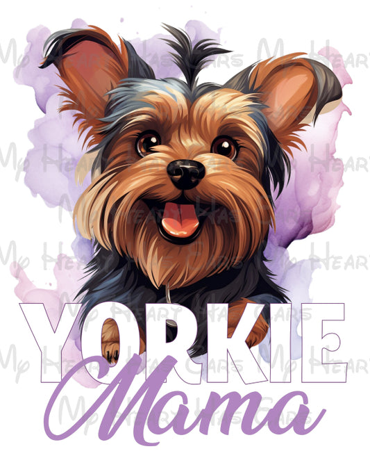Yorkie Mama watercolor image png digital file sublimation print decal t-shirt design