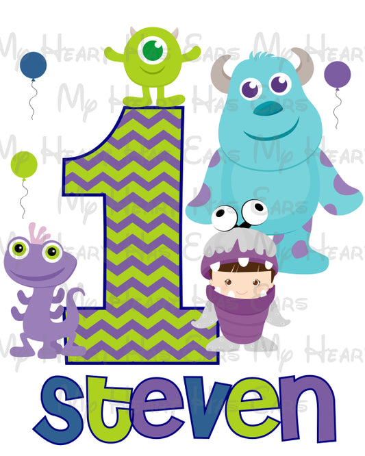 Baby Monsters Inc birthday boy image PERSONALIZED png digital file sublimation print t-shirt design