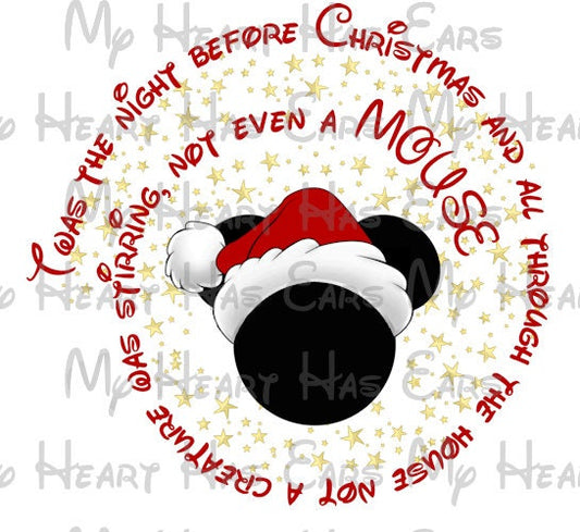 Santa Claus Mickey Mouse head ears Twas the night before Christmas image png digital file sublimation print decal t-shirt design
