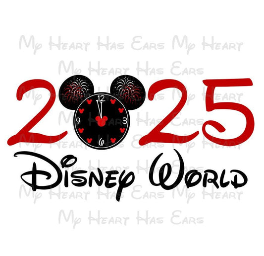 New Year 2025 Countdown Clock Mickey Mouse head ears image png digital file sublimation print decal t-shirt design