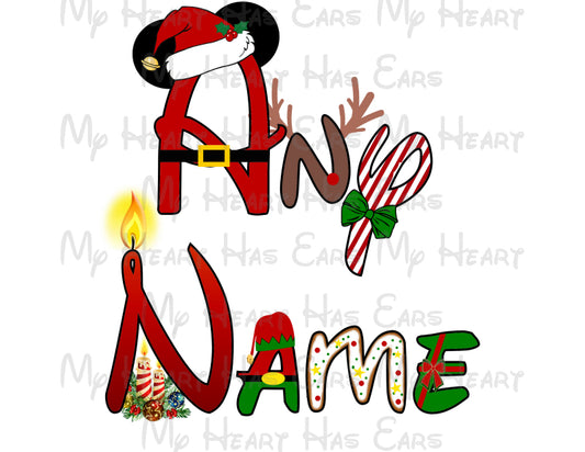 Disney word Christmas font any name or text Mickey Minnie Mouse image png digital file sublimation print decal t-shirt design