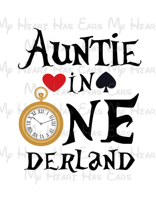 Alice in Wonderland Auntie in Onederland personalized 1st first birthday image png digital file sublimation print decal t-shirt design