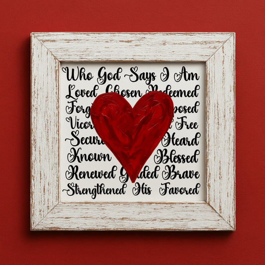 Who God says I am Red Heart Christian Heart PNG • Design Digital Download Worship Art