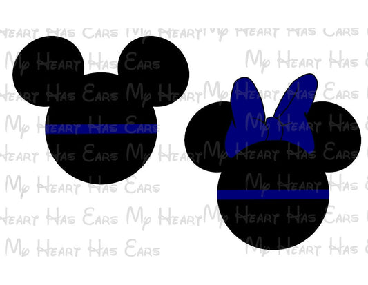 Thin blue line Mickey Minnie Mouse head image png digital file sublimation print t-shirt design
