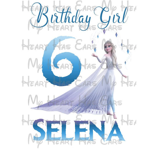 Elsa 5th fifth element spirit snow Birthday girl ANY NAME NUMBER image png digital file sublimation print Waterslide tshirt design