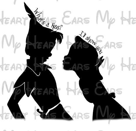 Peter Pan Wendy What's a kiss silhouette image png digital file sublimation print t-shirt design