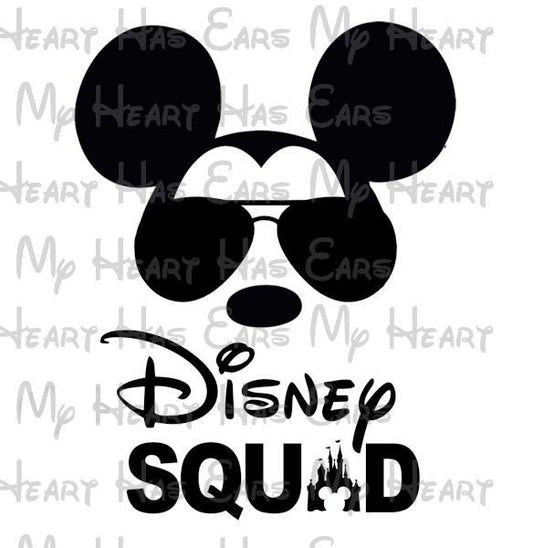 Disney Squad Mickey Mouse with sunglasses and castle Family vacation image png digital file sublimation print t-shirt design