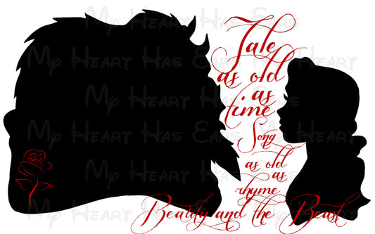 Belle Beauty and the beast song lyric silhouette image png digital file sublimation printe t-shirt design