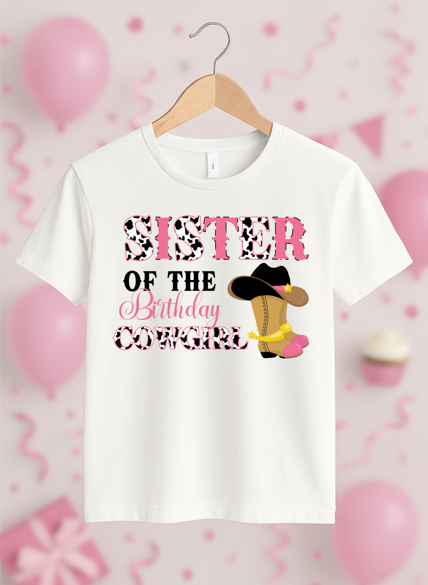 Cowgirl Birthday Family Bundle – Mommy, Daddy, Sister, Brother PNGs + Custom Birthday Girl – Western Pink Cowgirl Theme