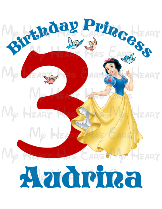 Snow White Birthday princess PERSONALIZED image png digital file sublimation print t-shirt design