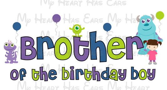 Baby Monsters Inc brother of the birthday boy image png digital file sublimation print t-shirt design