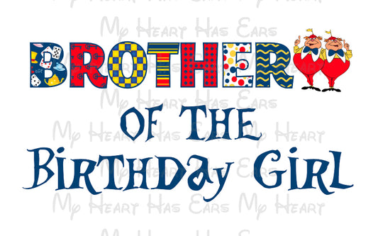Alice in Wonderland Brother of the birthday girl image png digital file sublimation print t-shirt design