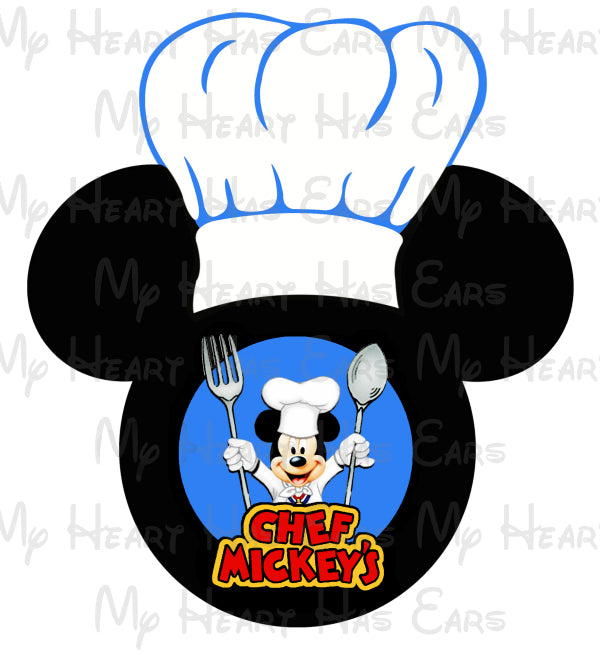 Chef Mickey Mouse head ears clipart image png digital file sublimation print t-shirt design