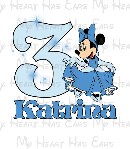 Princess Minnie Mouse Birthday girl PERSONALIZED image png digital file sublimation print t-shirt design