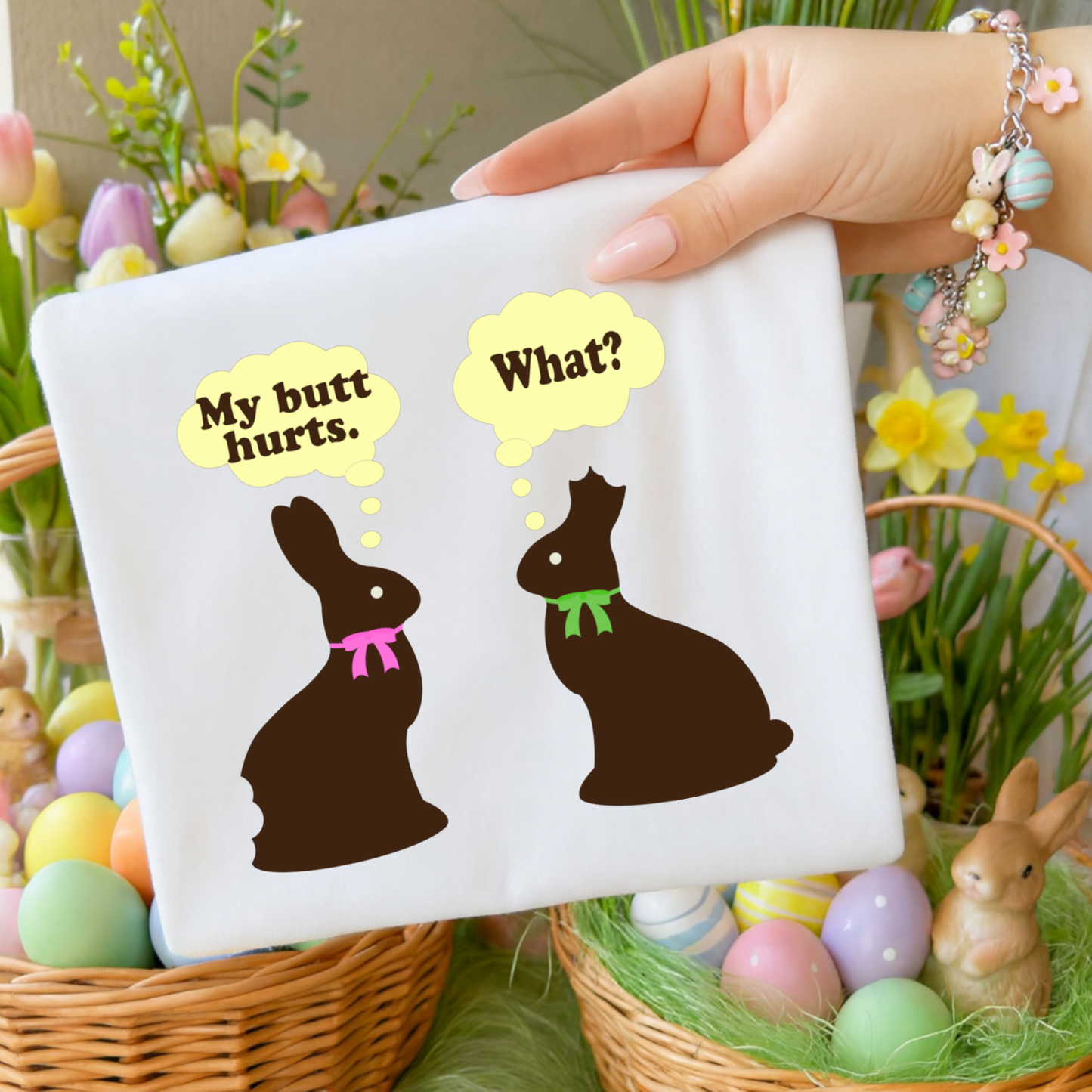 Chocolate easter bunny My butt hurts what? PNG Digital Download