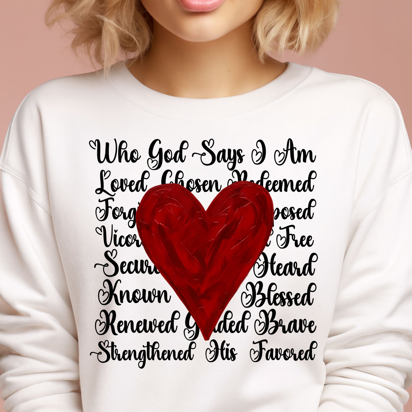 Who God says I am Red Heart Christian Heart PNG • Design Digital Download Worship Art
