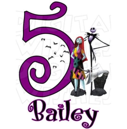 Nightmare before Christmas birthday image personalized ANY NAME NUMBER png clipart digital file sublimation print t-shirt design