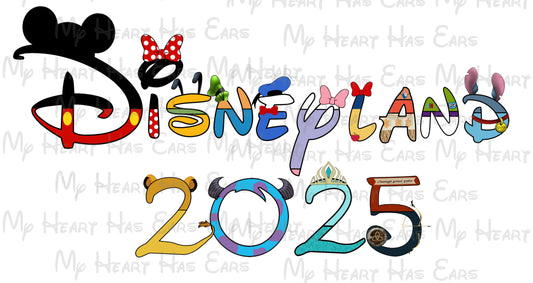 Disneyland 2025 in a word character font family vacation image png digital file sublimation print t-shirt design