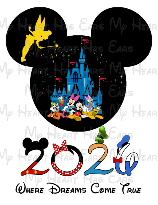 Disney 2026 Mickey Mouse head Tinkerbell PNG Digital Download
