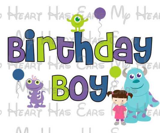 Monsters Inc birthday boy image png digital file sublimation print t-shirt design