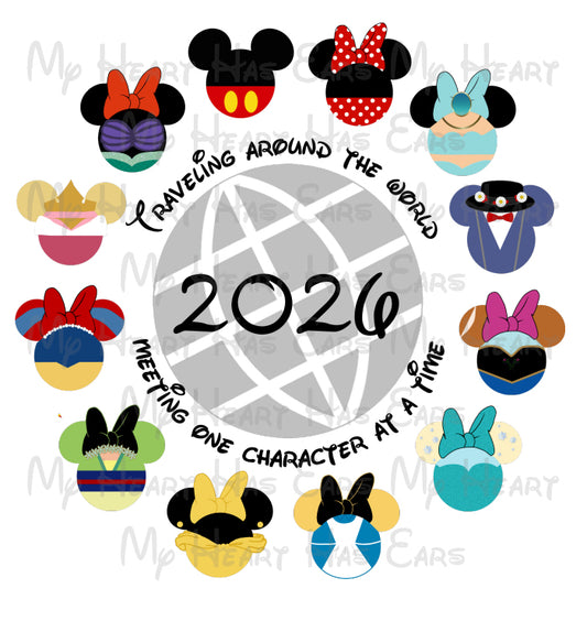EPCOT 2026 Traveling around the world meeting one character at a time image png digital file sublimation print t-shirt design